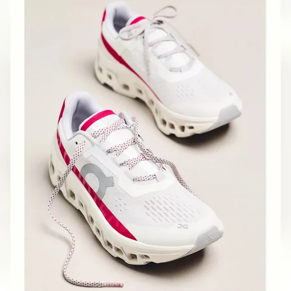 On Cloudmonster Women's Sneakers, Size 7.5, Retail $170.00 USD, Ivory/Grenadine